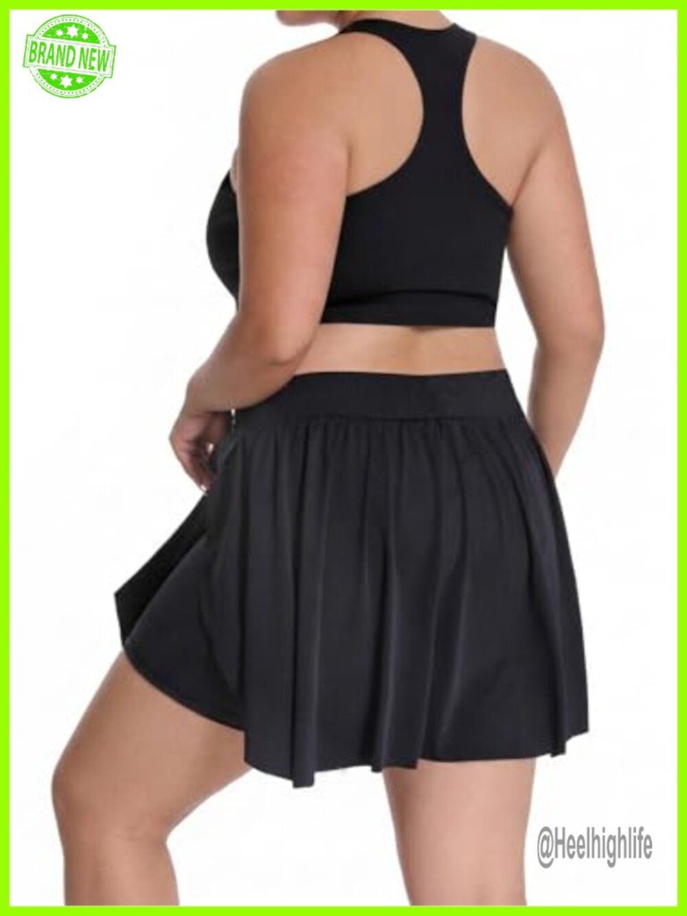 Plus Size Pleated Skort with Built-in Shorts and Pocket